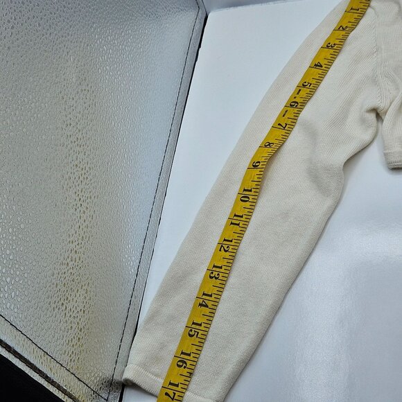 Sweet Charmers Ivory Cropped Cardigan Pearl Embellished Neckline Long Sleeves Wo - Picture 11 of 14